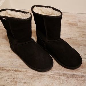 Emu Suede Boots Black 8 Wool Lining